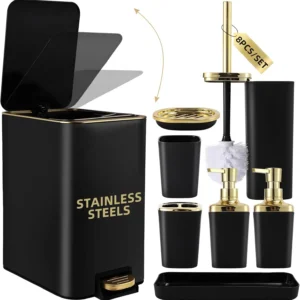 Black and Gold Bathroom Set