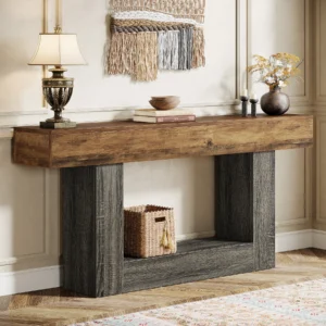 63" Console 2-Tier Farmhouse Table