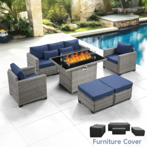 Outdoor Patio Furniture Set with Fire Pit Table