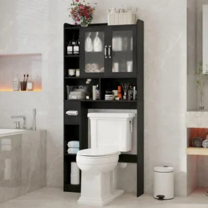 Black Over-Toilet Storage Cabinet