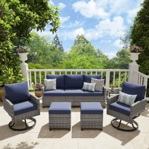6 Pcs Outdoor Wicker Patio Furniture Set
